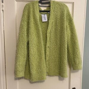 Unisex Fluffy Green Oversized Cardigan